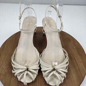 Reformation Sandals Womens Size 10 Ivory Strappy‎ Ankle Strap Block Heel Shoes